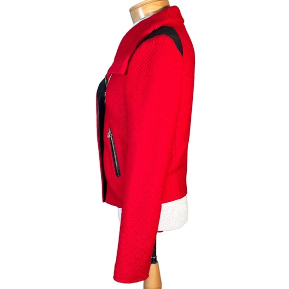 Juicy Couture Wool Blend Knit Moto Jacket With Faux Leather Trim Small NWT - Picture 5 of 15